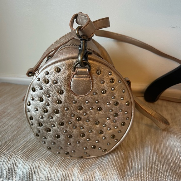 Frye Gold Studded Leather Shoulder Bag